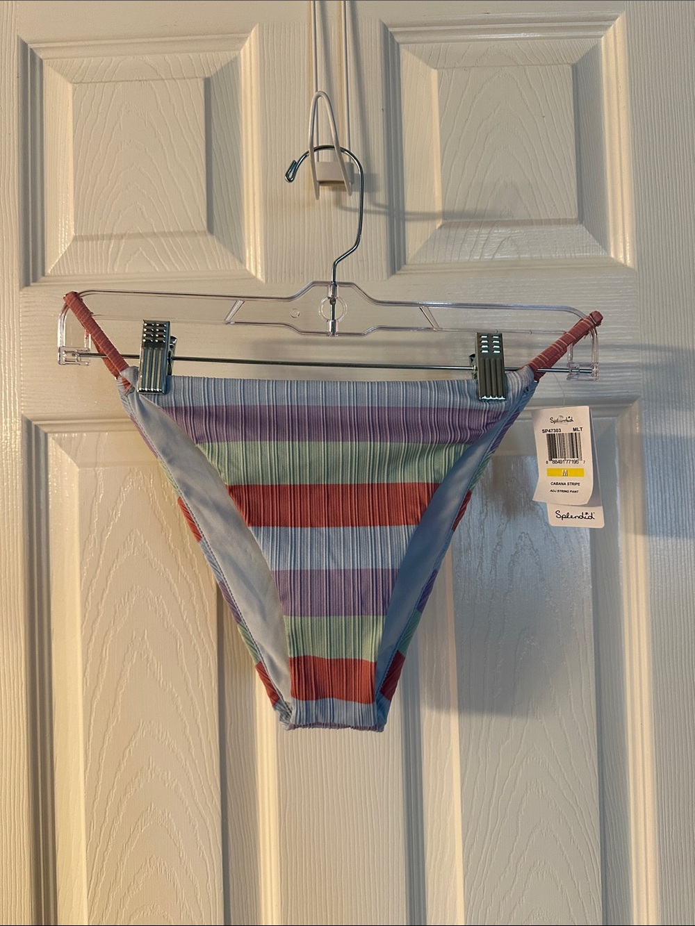 Splendid Women’s Striped Bikini Bottom in Rose, Purple, Green, Light Blue